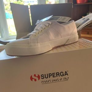 Superga leather sneakers…. New
